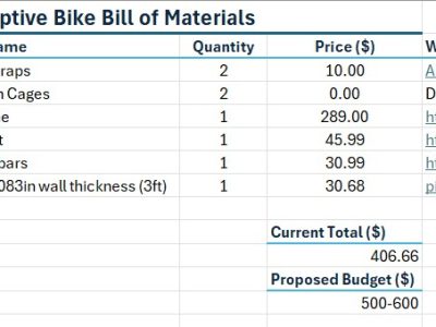 Adaptive Bike Bill of Materials