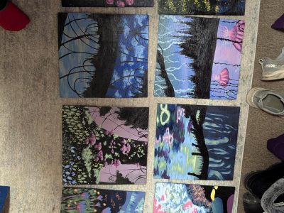 back of panels painted